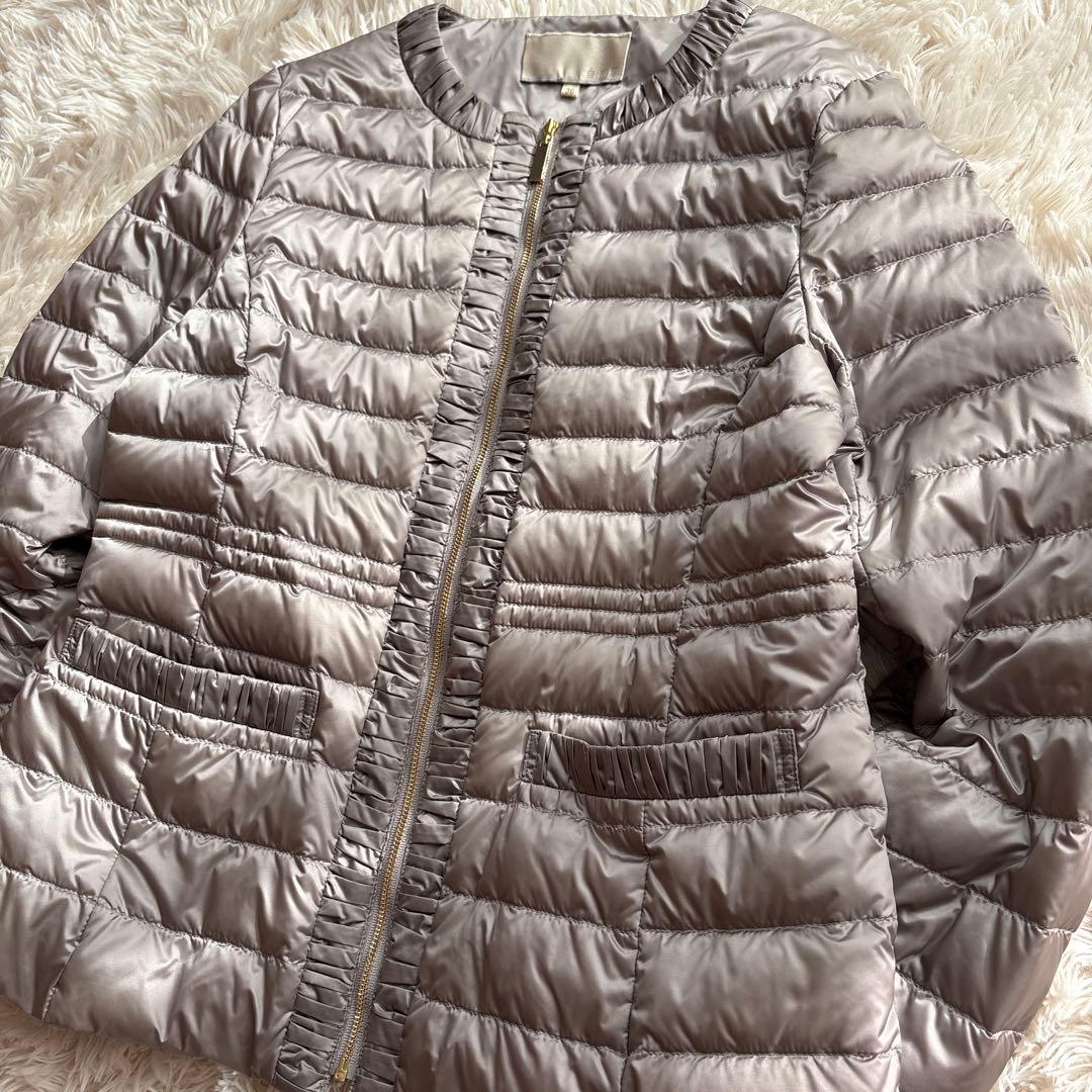 【自由区】ブライトダウン 洗濯可能 インナーダウン ノーカラー グレー 36