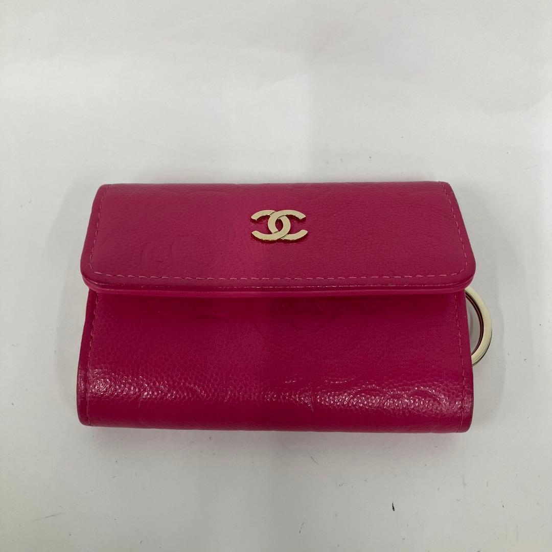 シャネル キャビアスキン カメリア キーケース 31番台ピンク