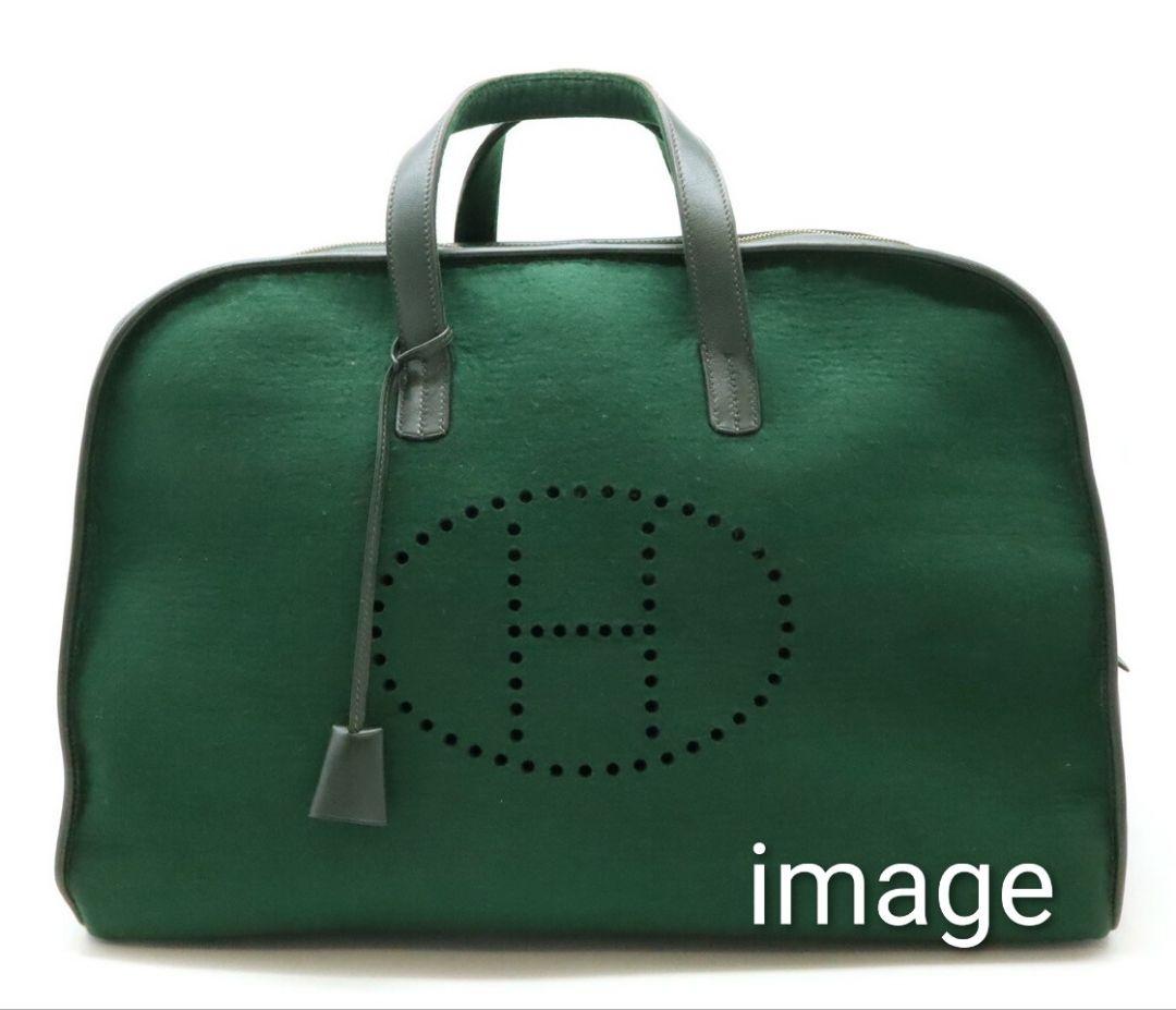 エルメス◇ボストンバッグ◇フェルト✕レザー◇グリーン◇オシャレ◇希少◇格安出品