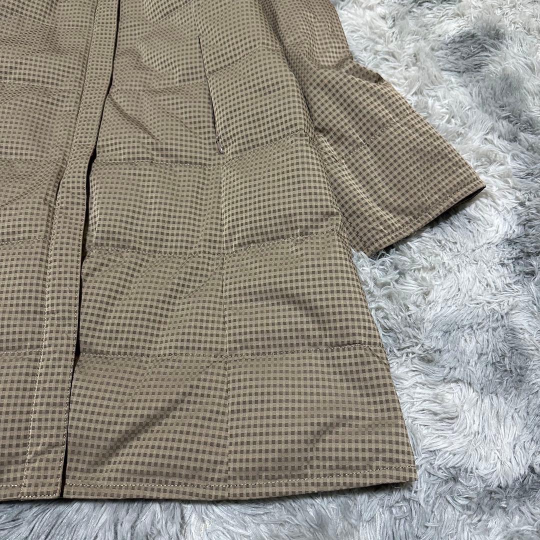 【ジャンニロジュディチェ】ロングダウンコート ベージュ チェック柄 L【極美品】
