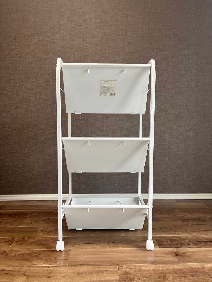 ホワイト 3段 ファイルワゴン キャスター付き
