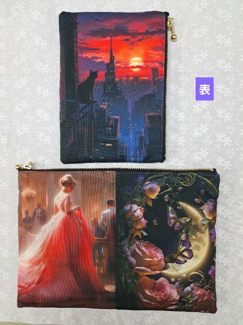 ねこのこ④ブックカバー、ポーチ