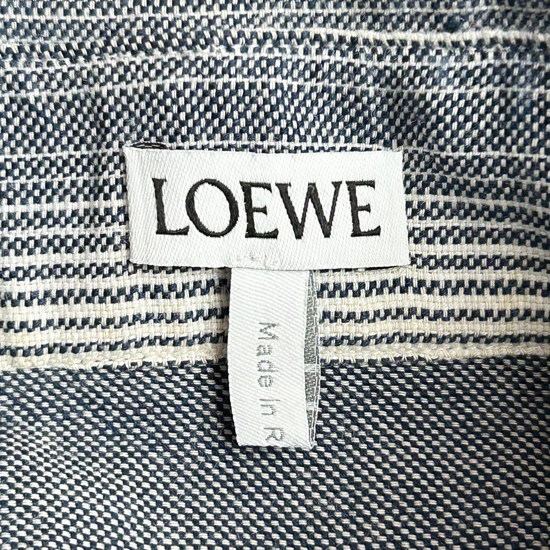 【名作】LOEWE ロエベ アナグラム スエードポケット ストライプシャツ 39