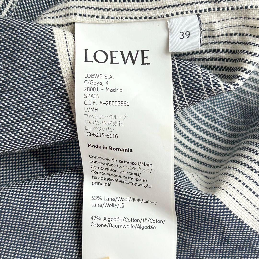 【名作】LOEWE ロエベ アナグラム スエードポケット ストライプシャツ 39