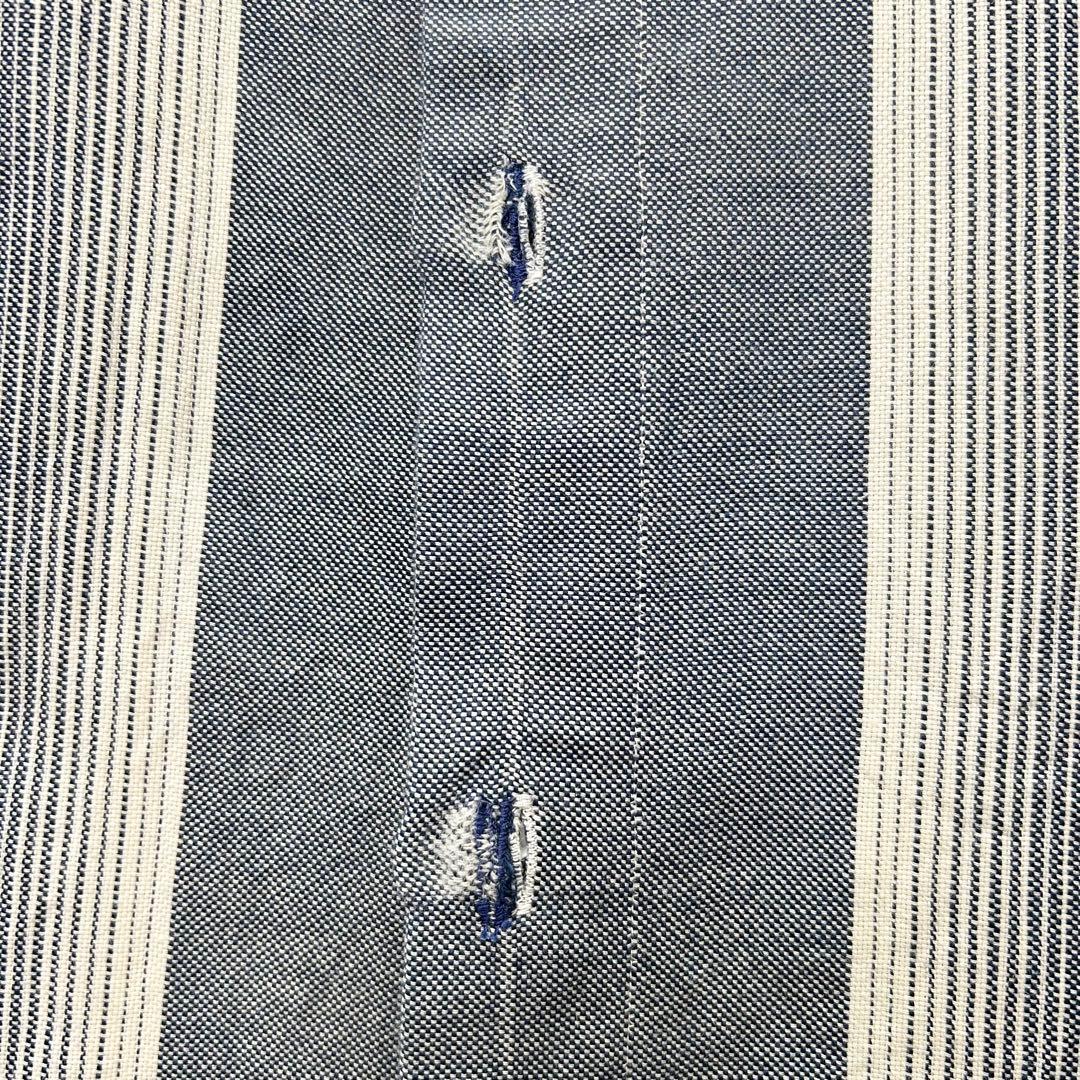 【名作】LOEWE ロエベ アナグラム スエードポケット ストライプシャツ 39