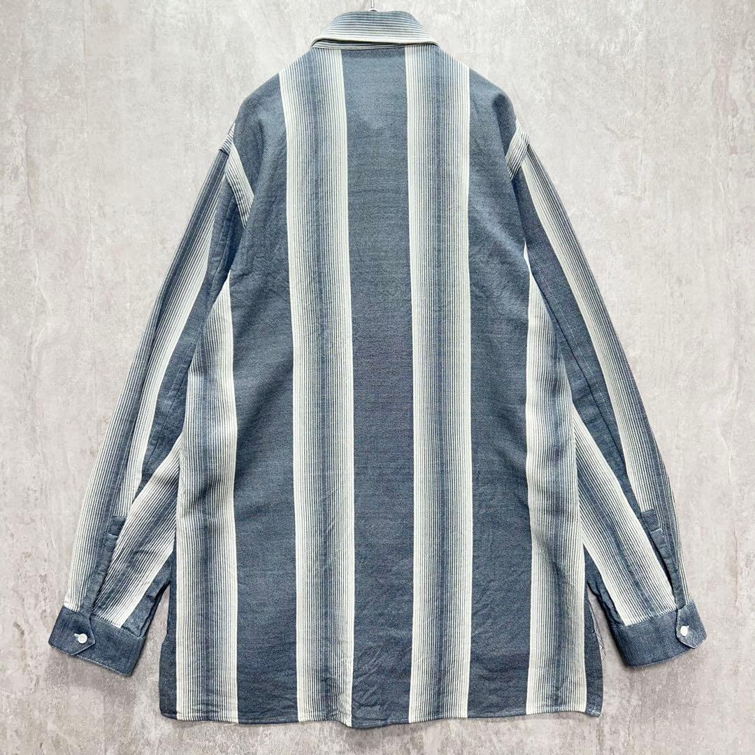 【名作】LOEWE ロエベ アナグラム スエードポケット ストライプシャツ 39