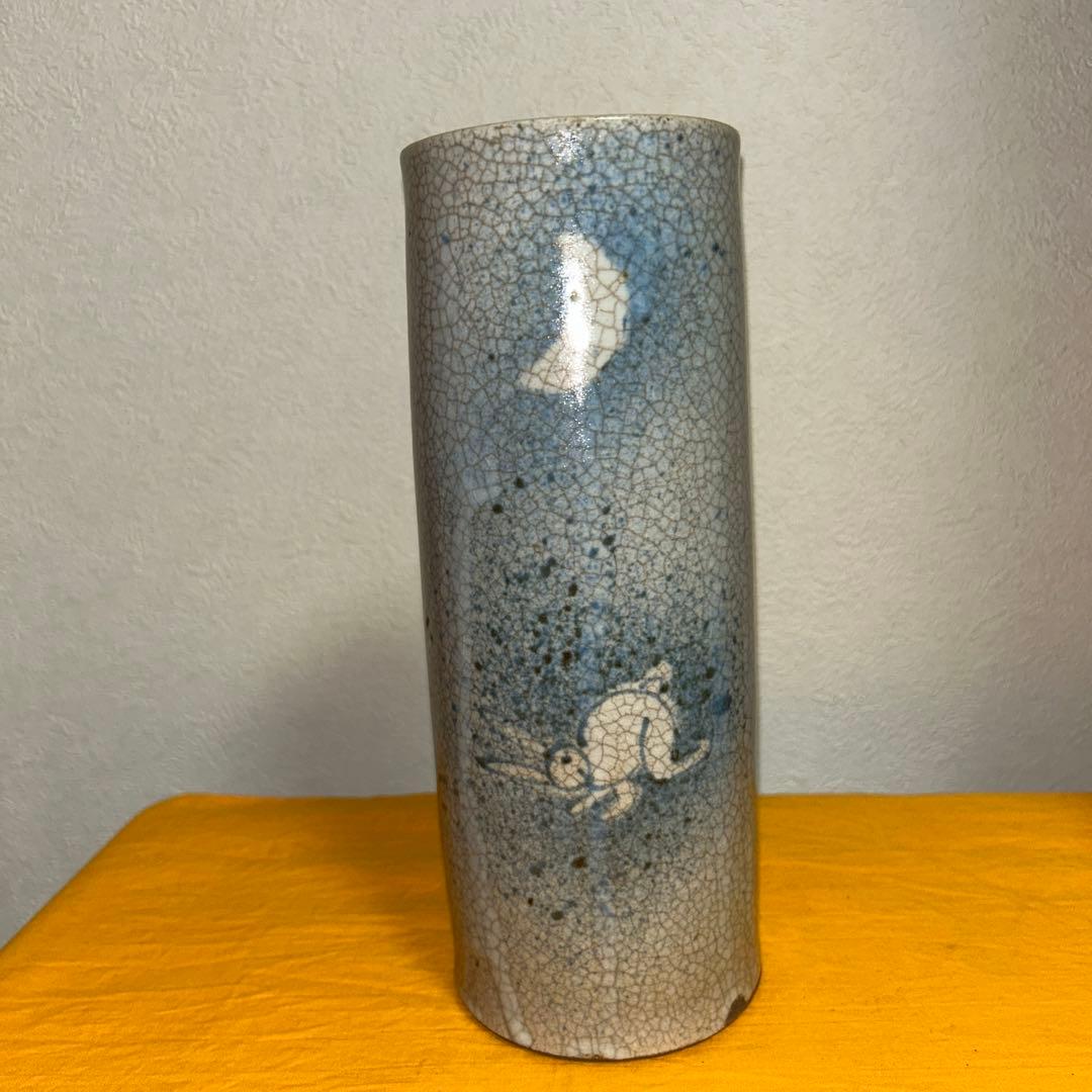 吹墨　うさぎと三日月　古美術