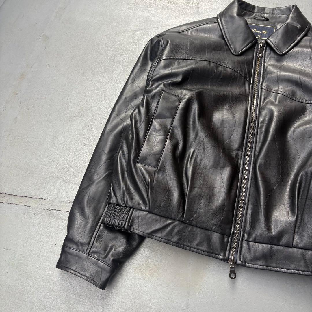 Dime Debossed Wavy Jacket レザージャケット　黒色　ロゴ