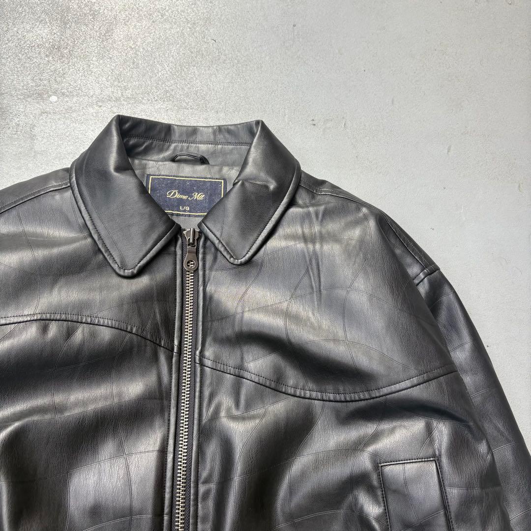 Dime Debossed Wavy Jacket レザージャケット　黒色　ロゴ