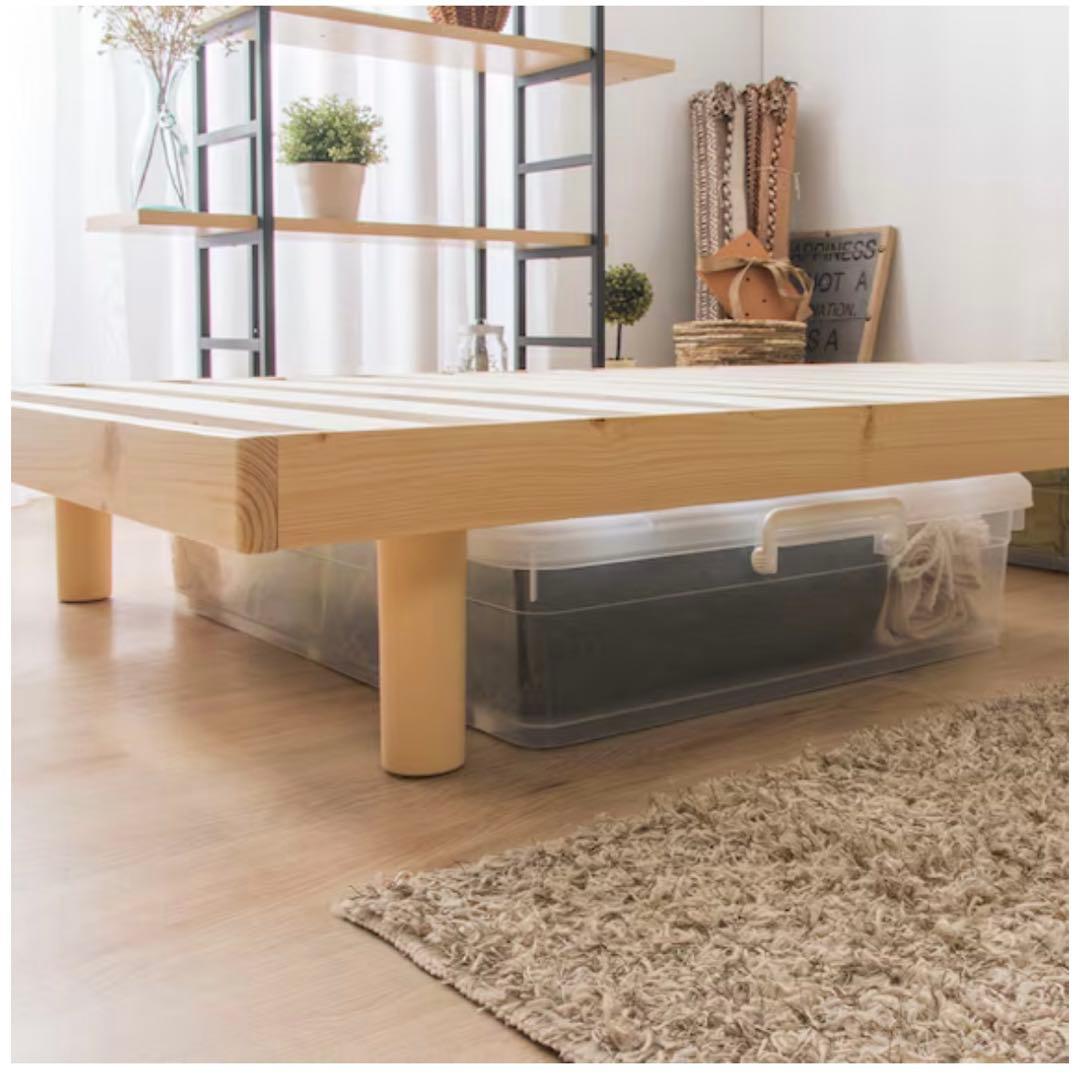 ダブル 脚付きヘッドレスすのこベッドフレーム