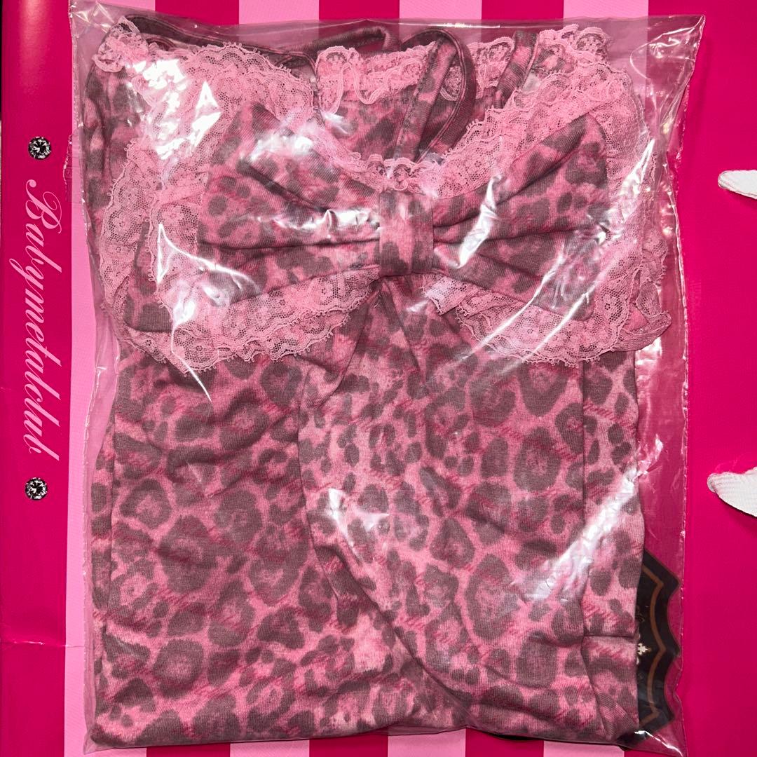 Babylclub 新作ショッパー付き　フリルリボンヒョウ柄キャミワンピ