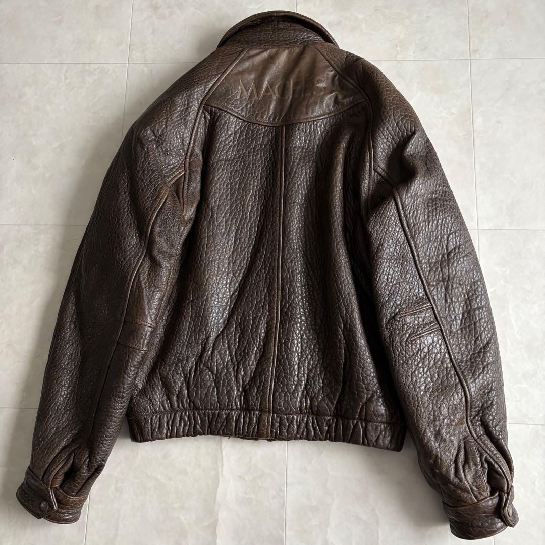 80s vintage 羊革スタンドボンバージャケット 茶 M ブルゾン 短丈