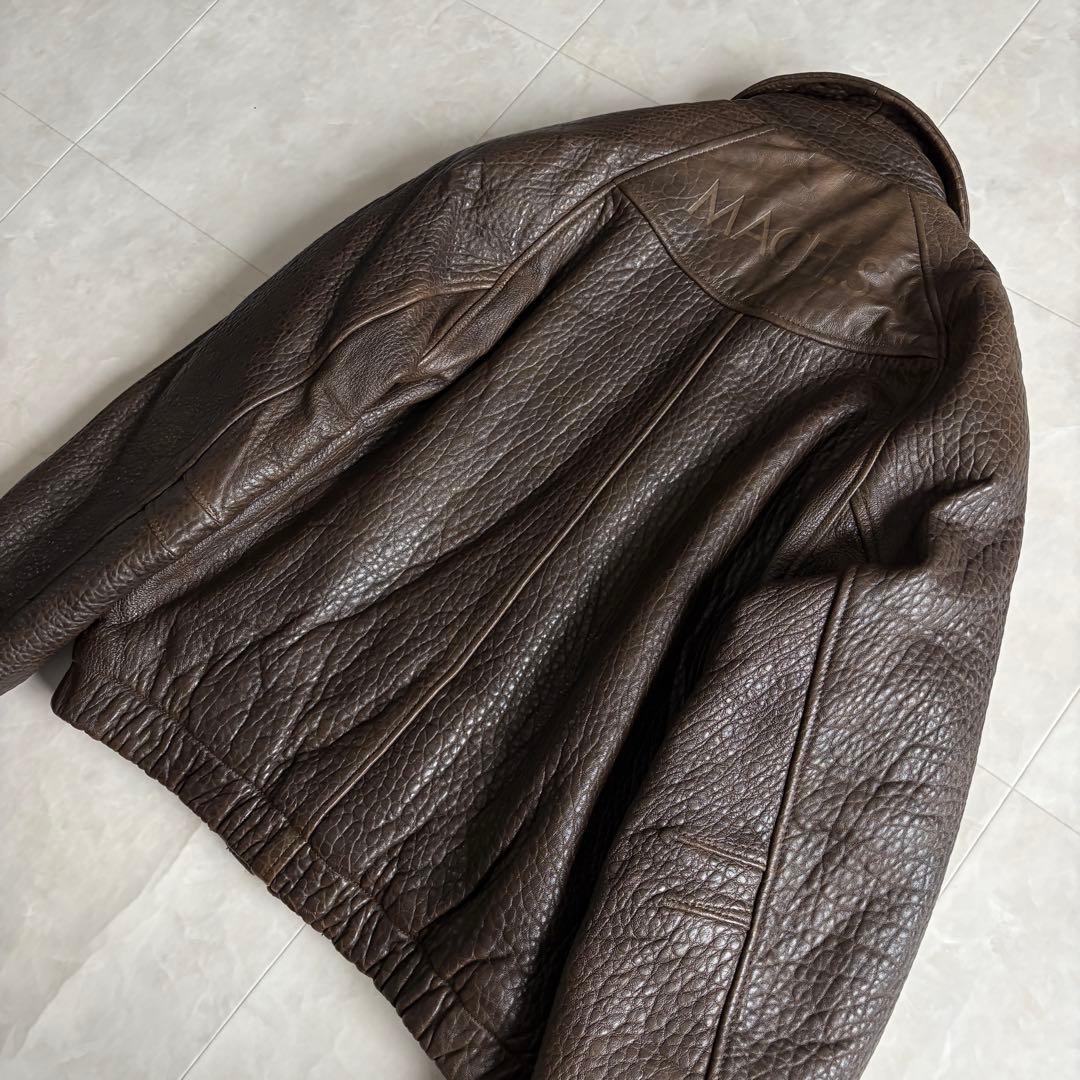 80s vintage 羊革スタンドボンバージャケット 茶 M ブルゾン 短丈