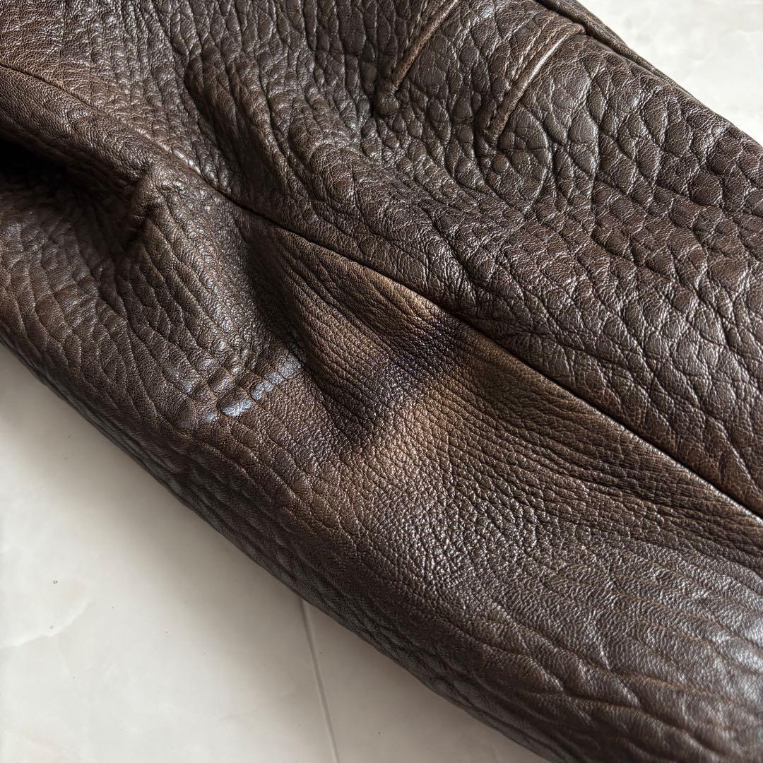 80s vintage 羊革スタンドボンバージャケット 茶 M ブルゾン 短丈