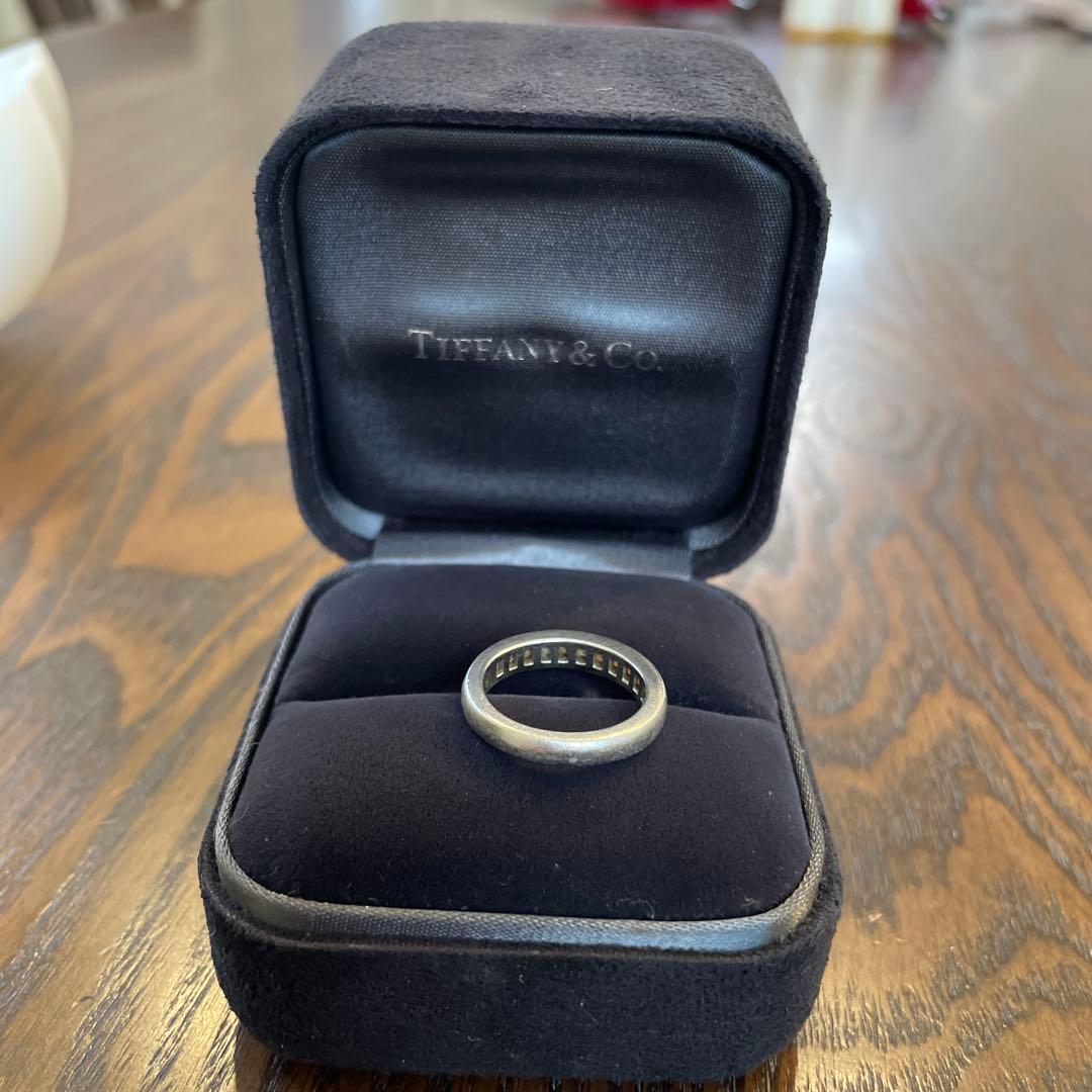 ティファニー Pt950 プリンセスカット ハーフエタニティダイアモンドリング