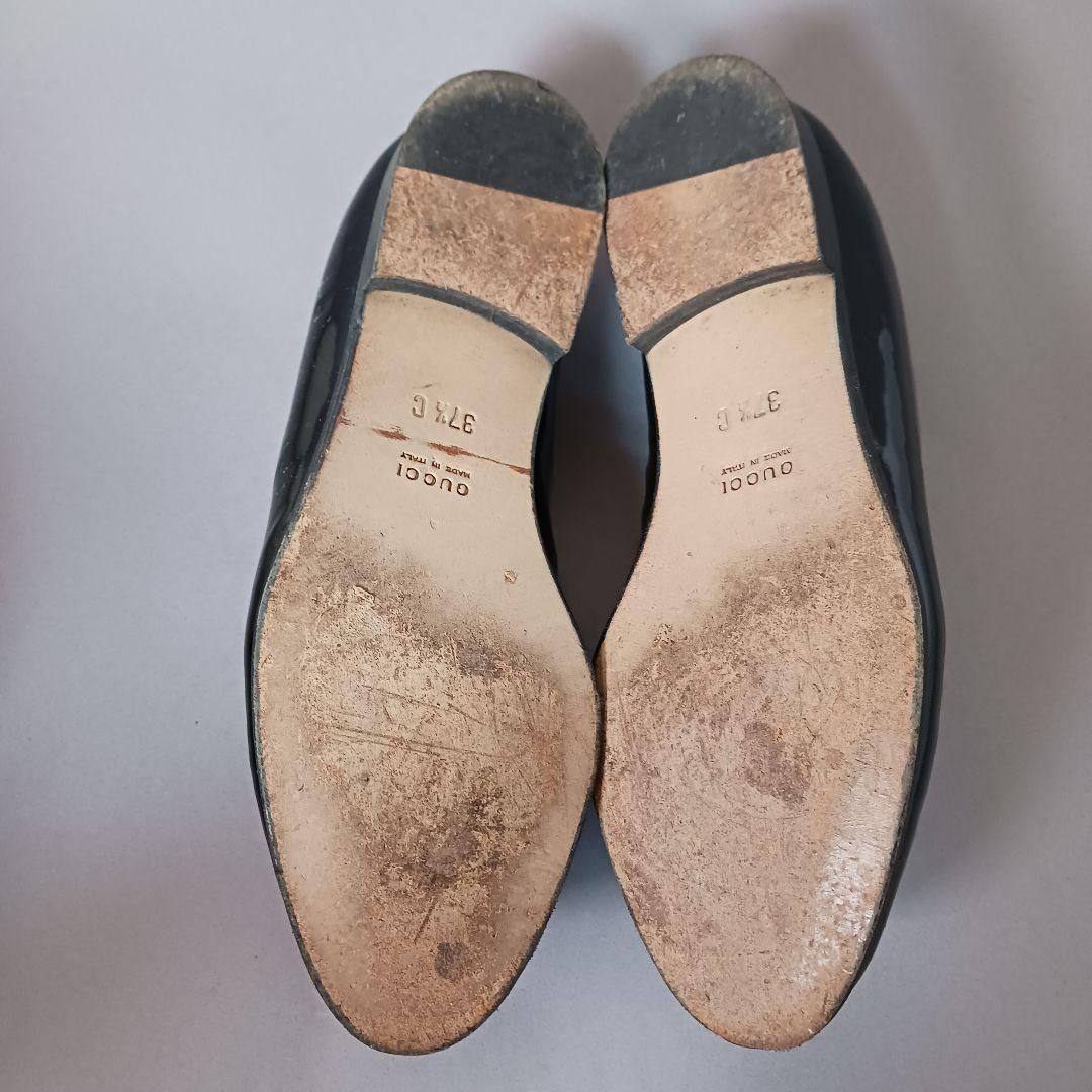 689/良品/GUCCI グッチ/ローファー/ブラック/エナメル/バンブービット