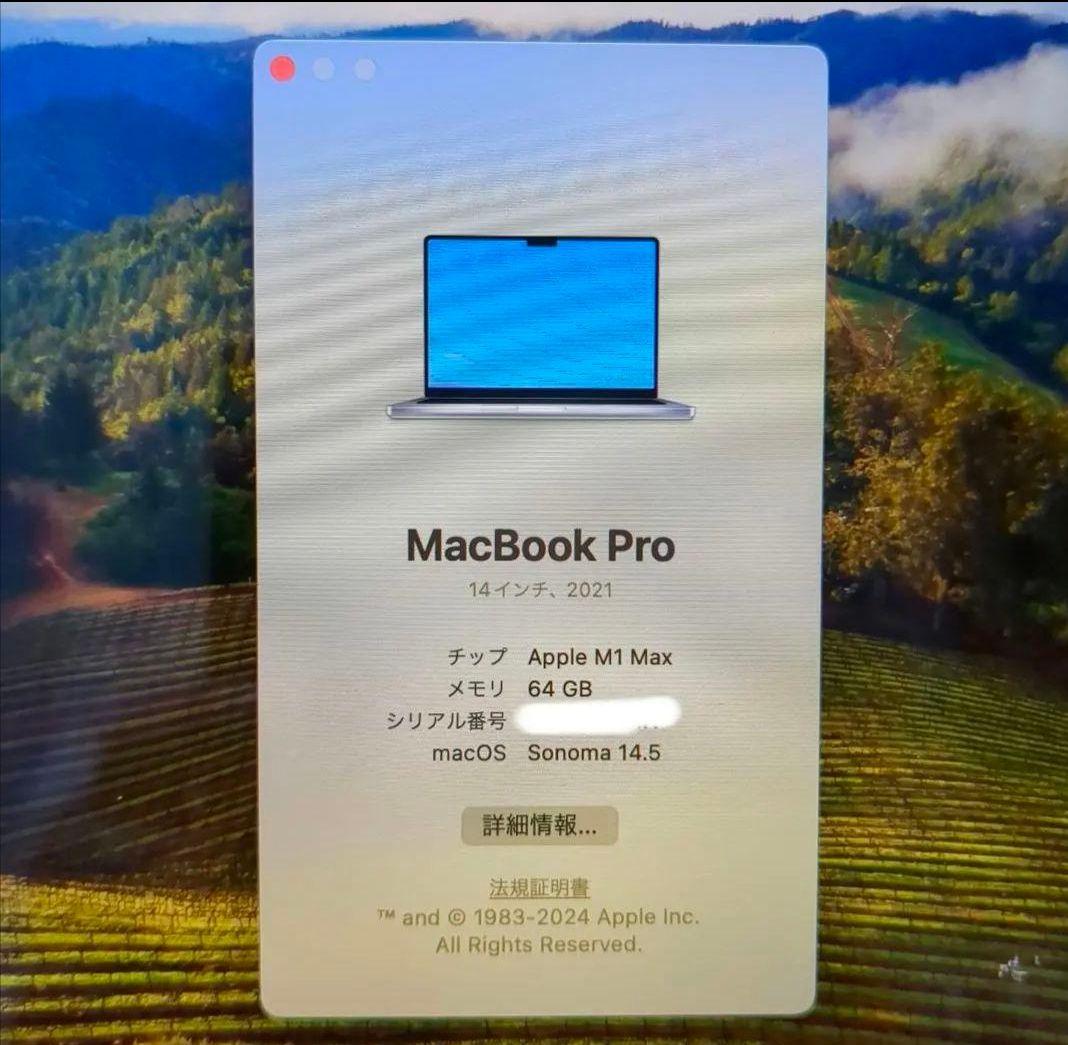 MacBook本体 MacBook Pro M1max 14inch 64GB 2TB