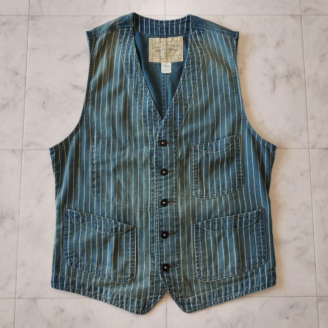 RRL ウォバッシュベスト S ストライプ インディゴツイル ワークベスト ジレ