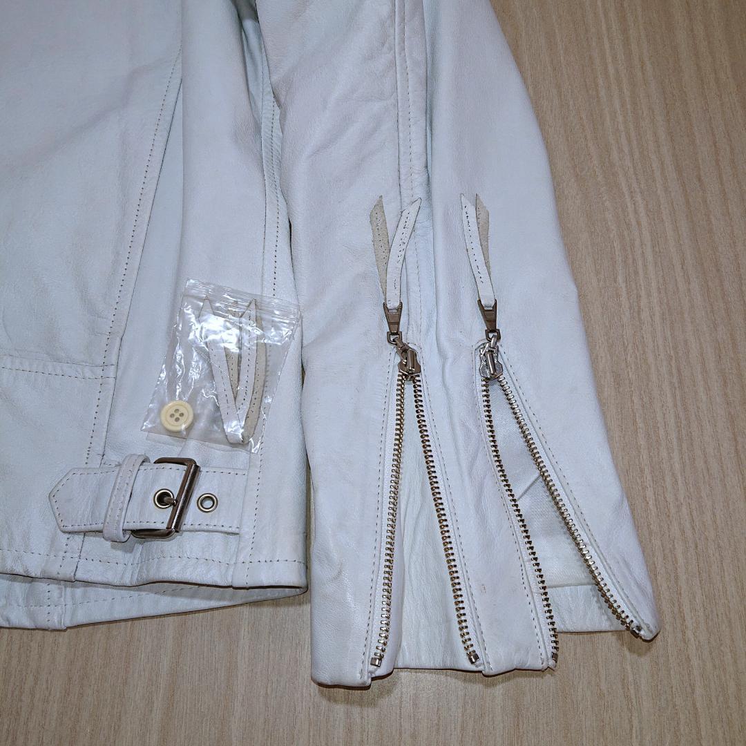 激レア　TAKA-Q　ライダースジャケット　シングル　Ｌサイズ　ホワイト　牛革