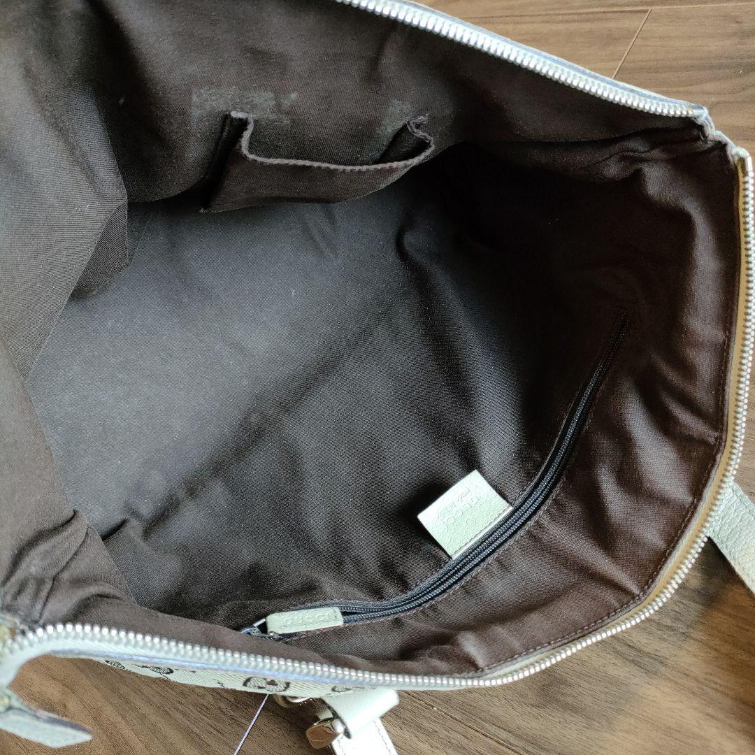 グッチ キャンバス ボストンバッグ ベージュ GG レザー 金具付