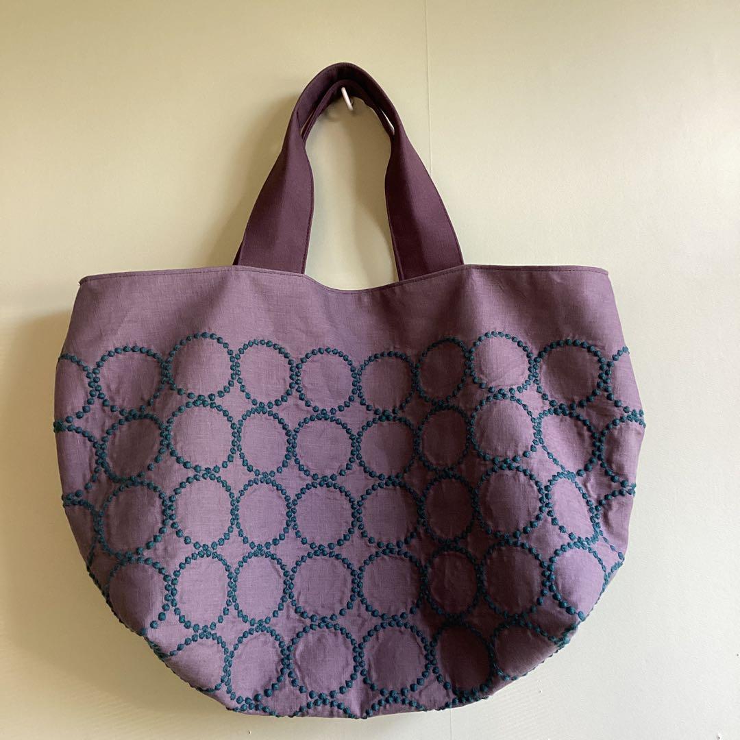 ミナペルホネンタンバリンbordeaux両面でトートバッグハンドメイド