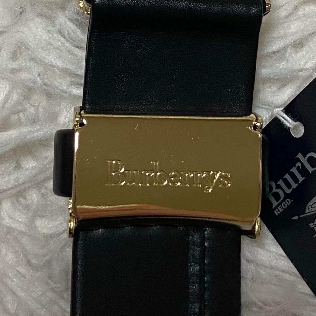 新品未使用 Burberrys バーバリーズ 本革ベルト ゴールドロゴ 箱付
