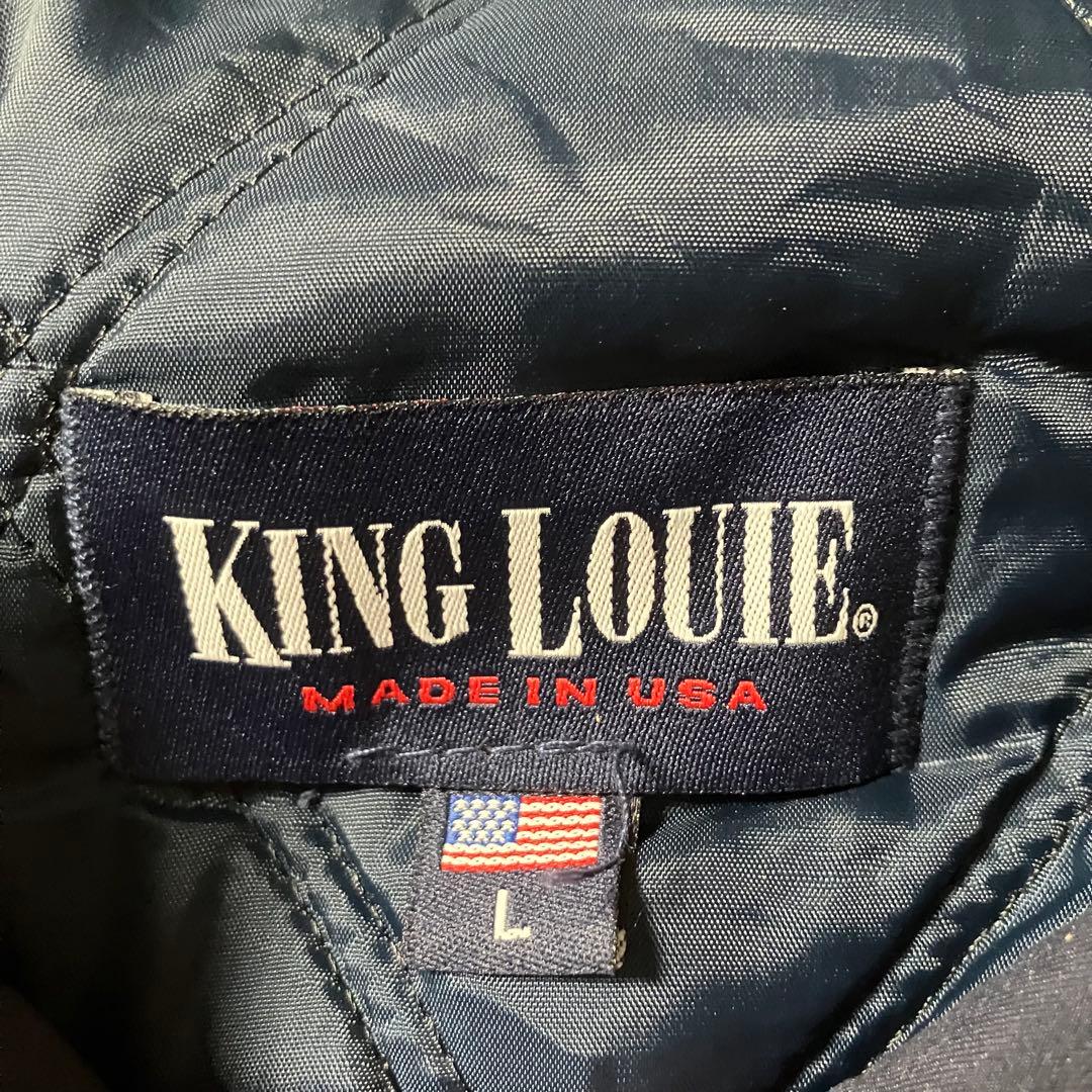 90sKingLouieUSA製中綿キルティングワークジャケット企業刺繍ネイビー