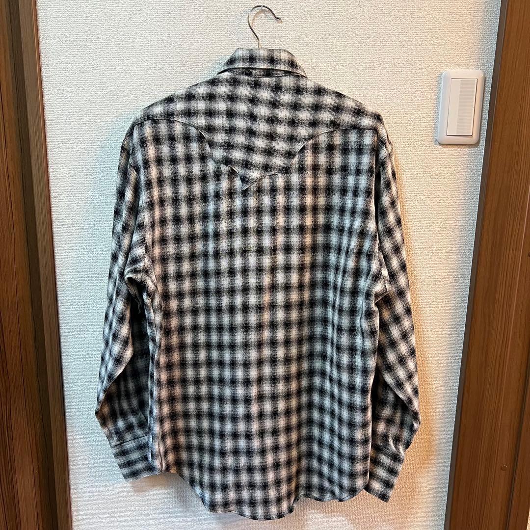 70s rockmount 白黒オンブレチェック レーヨンシャツ