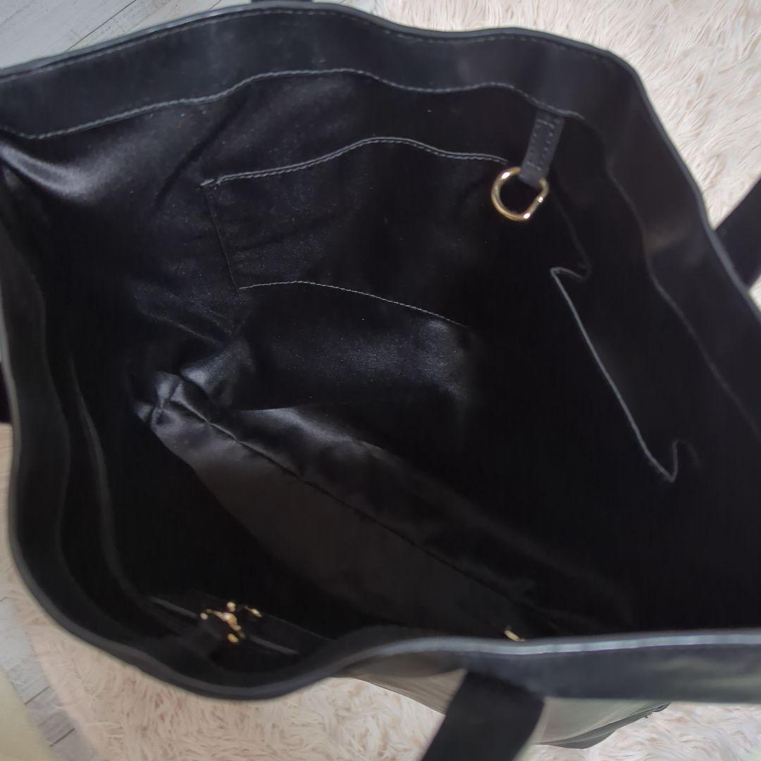 【COACH】本革レザートートバッグ/エンボス加工ロゴ/黒/肩掛け可/A4収納可