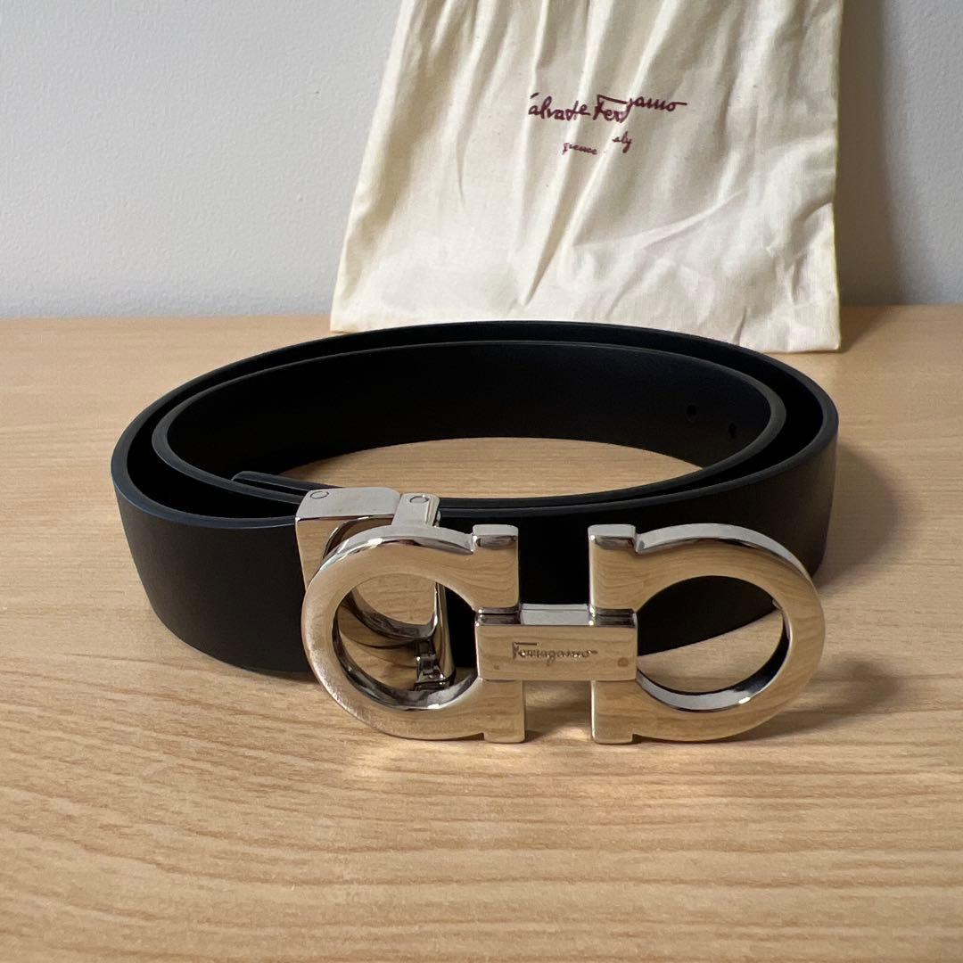 フェラガモ ベルト　シルバー　ブラック