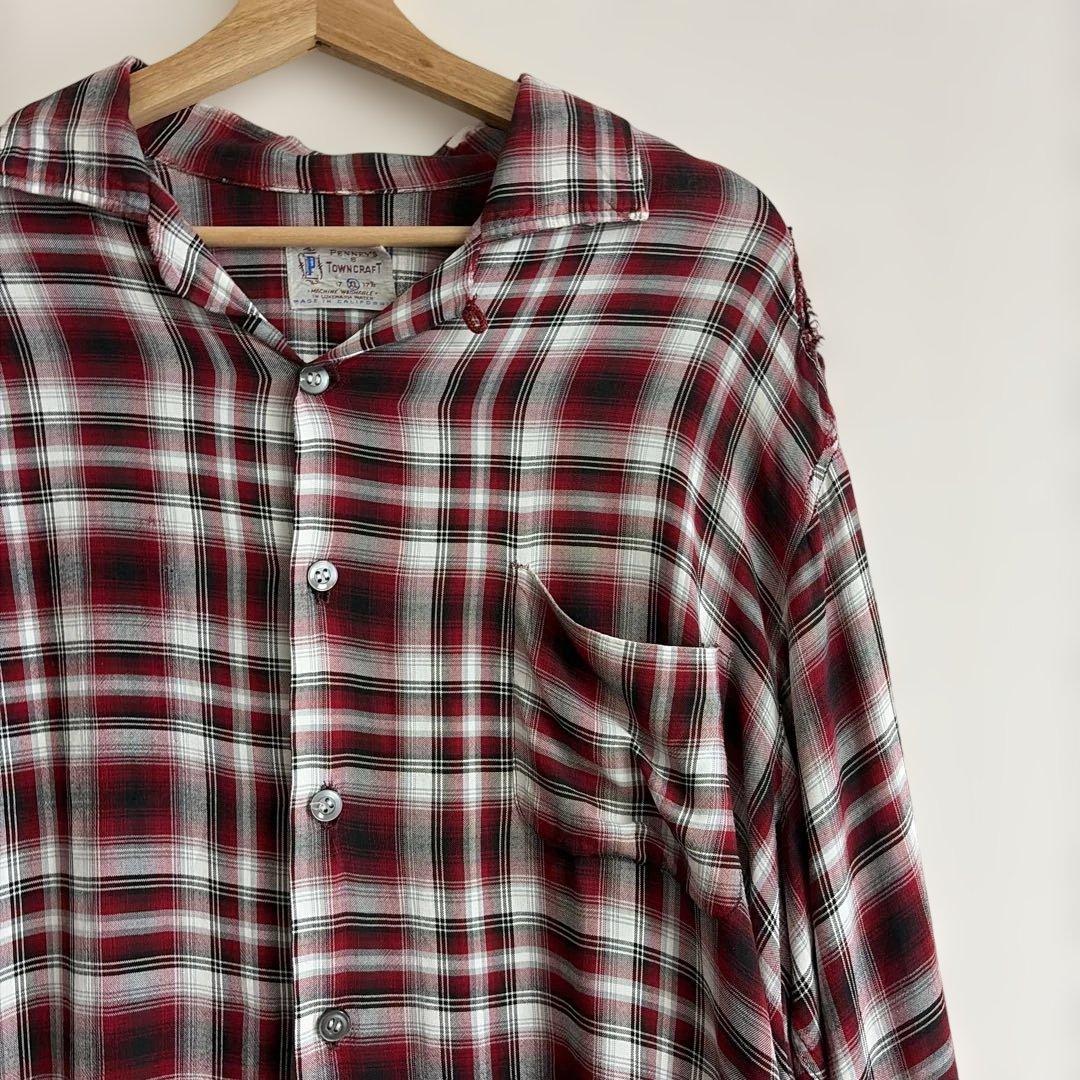 40's ~ 50's Towncraft オンブレチェック レーヨン シャツ
