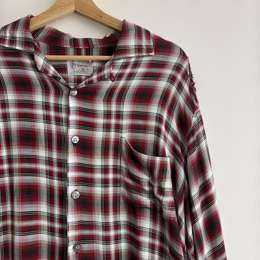 40's ~ 50's Towncraft オンブレチェック レーヨン シャツ