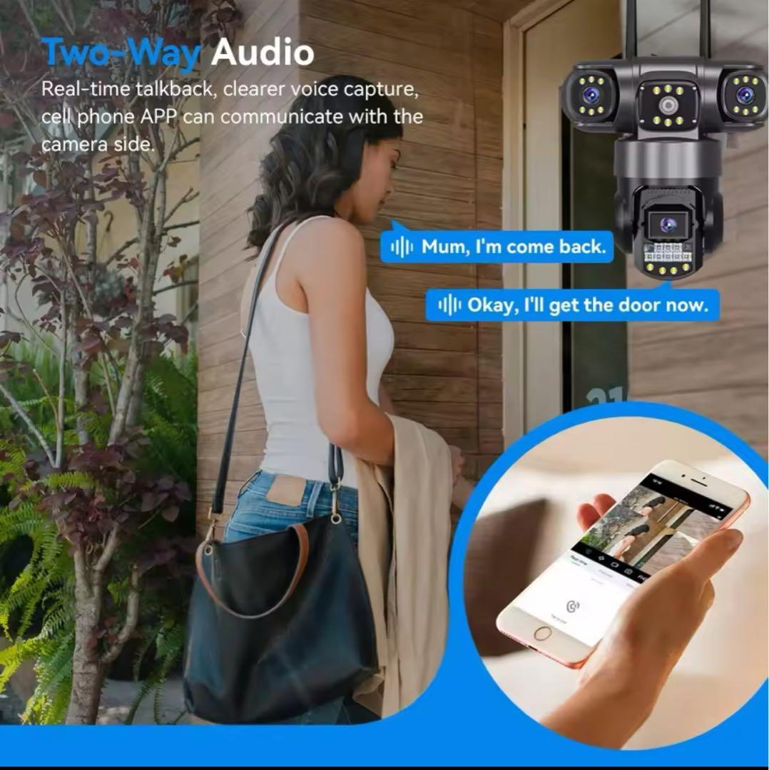 3レンズ防水仕様屋外用 Wi-Fi防犯カメラ　128GB miniSD付き