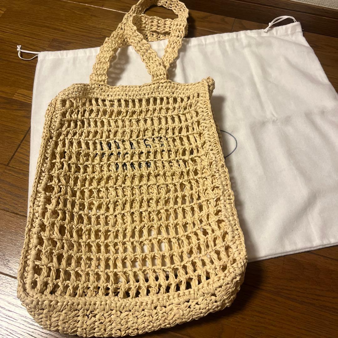 PRADA エコバッグ ベージュ 編み物 保存袋付き