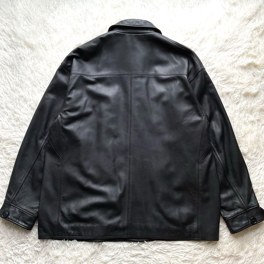 人気✨BEAMS シープスキン　レザージャケット　カーコート　本革　ブラック　M