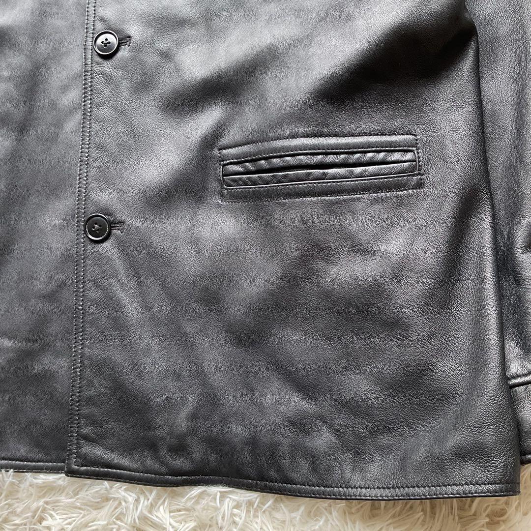 人気✨BEAMS シープスキン　レザージャケット　カーコート　本革　ブラック　M