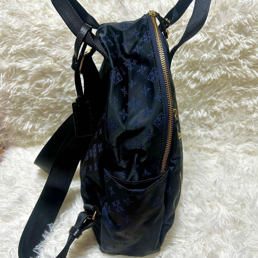 ★未使用級★russetネイビー モノグラム総柄リュック