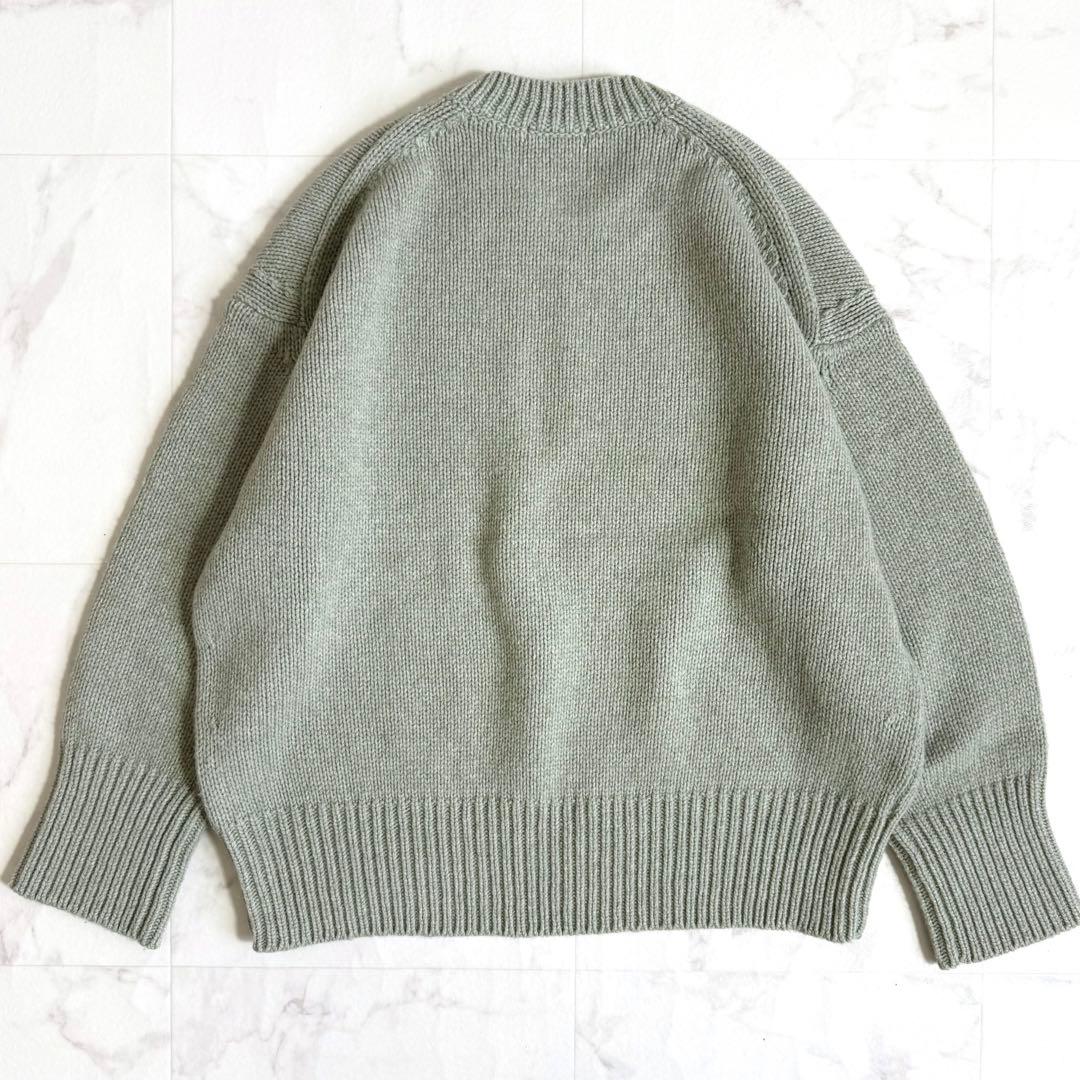 美品＊ギャルリーヴィー ファインウールクルーネックプルオーバー S グリーン