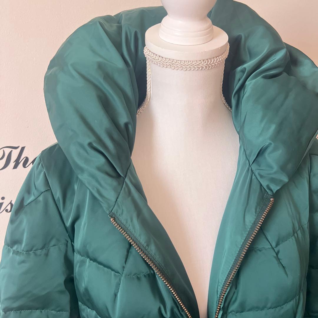 ダークグリーン ロング丈ダウンジャケットコート