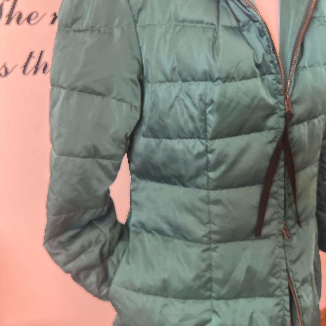 ダークグリーン ロング丈ダウンジャケットコート