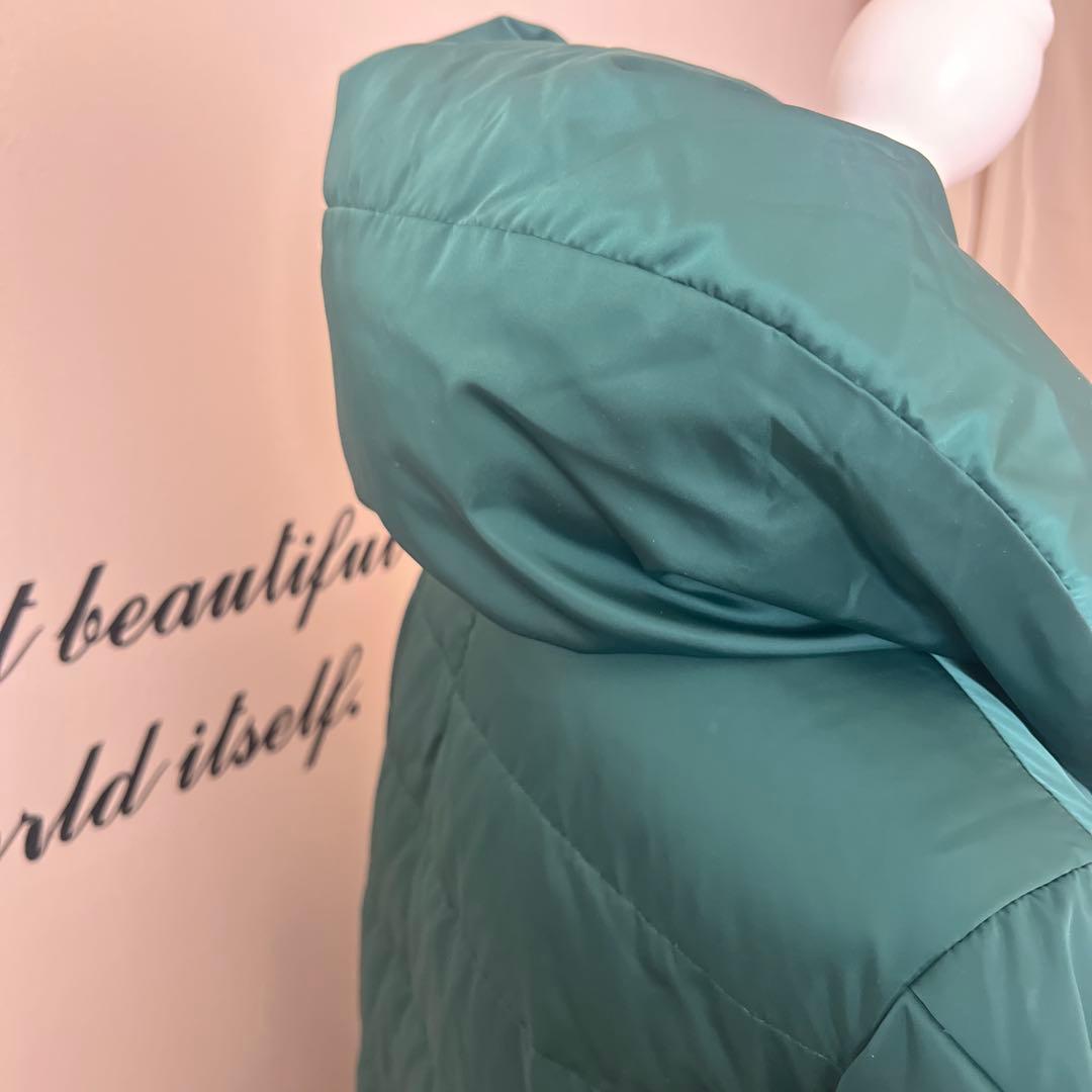 ダークグリーン ロング丈ダウンジャケットコート