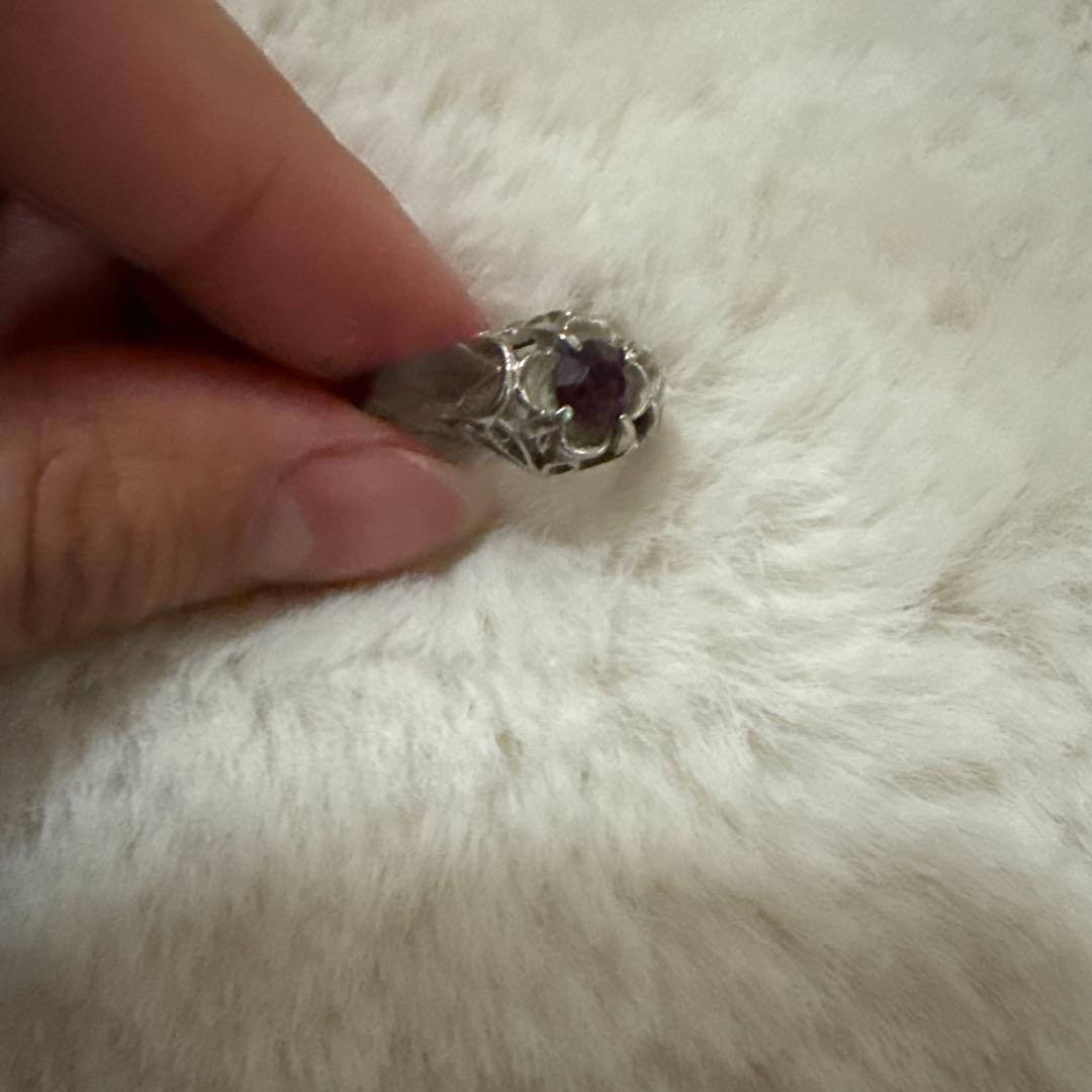 遺品整理　九谷焼 紫色スタッズ付きオーバルリング