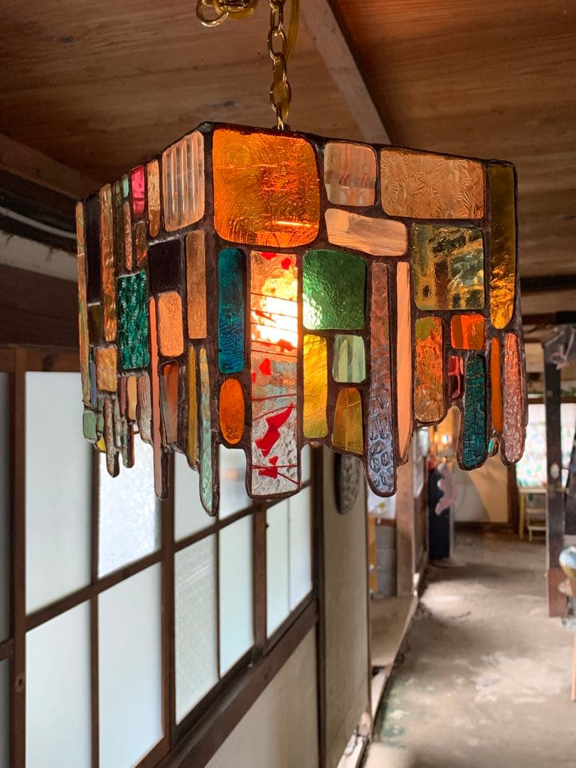 ステンドグラスペンダントライト　ひっかけシーリングランプ