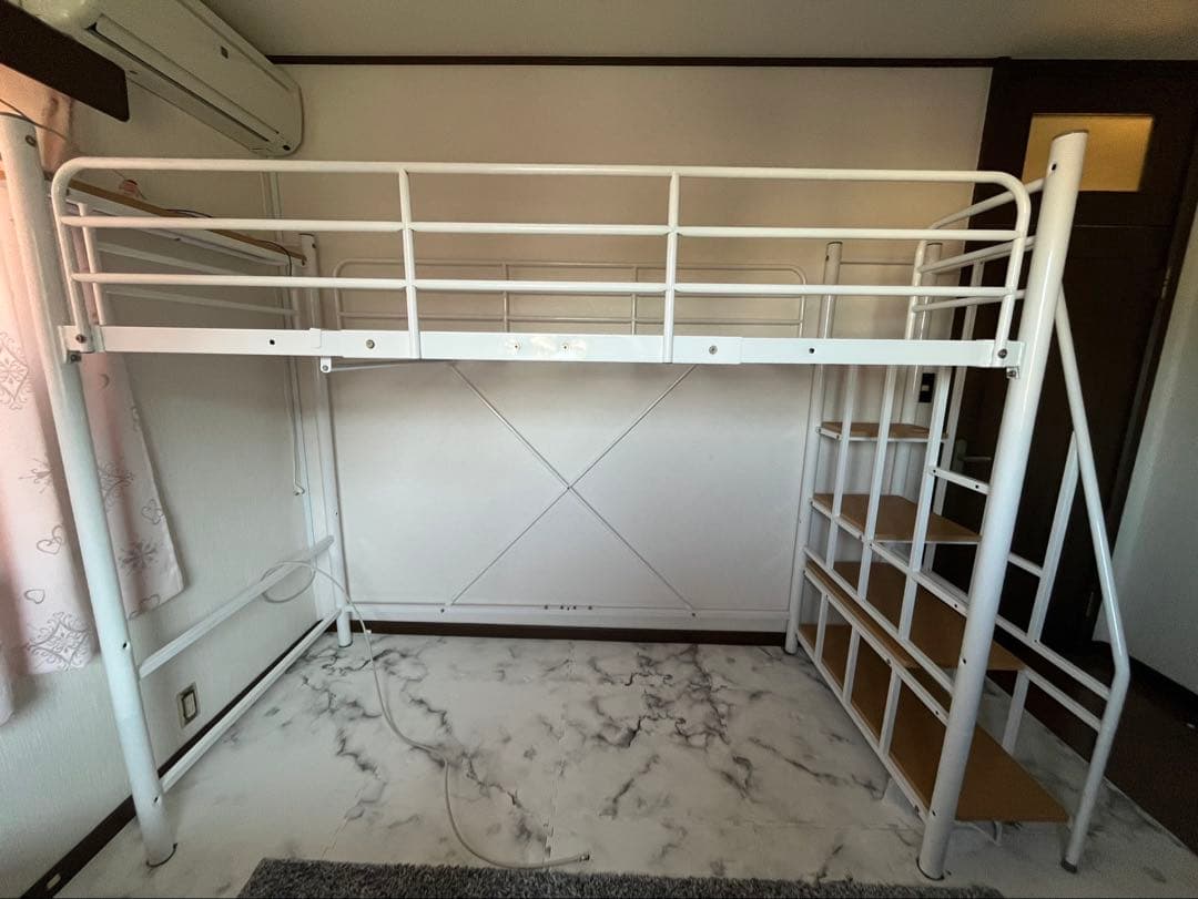 ホワイト ロフトベッド 階段付き