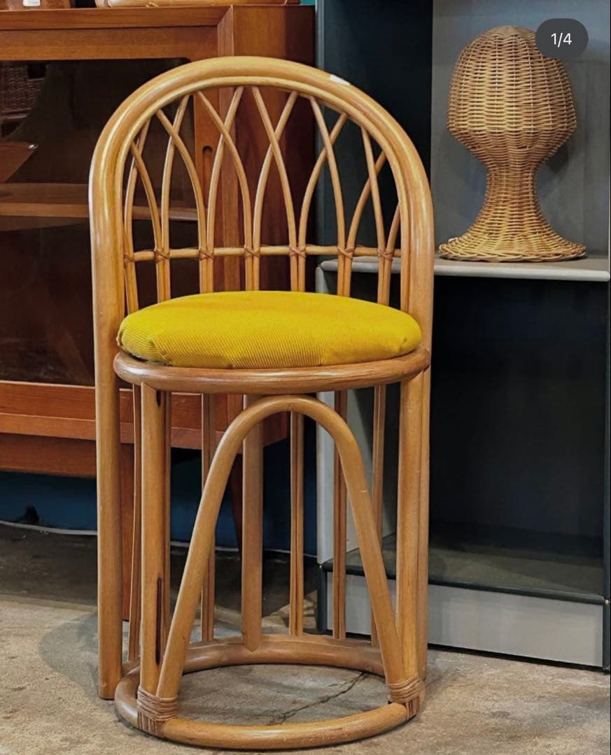 イエロークッションラタンチェア【monoroom町田】