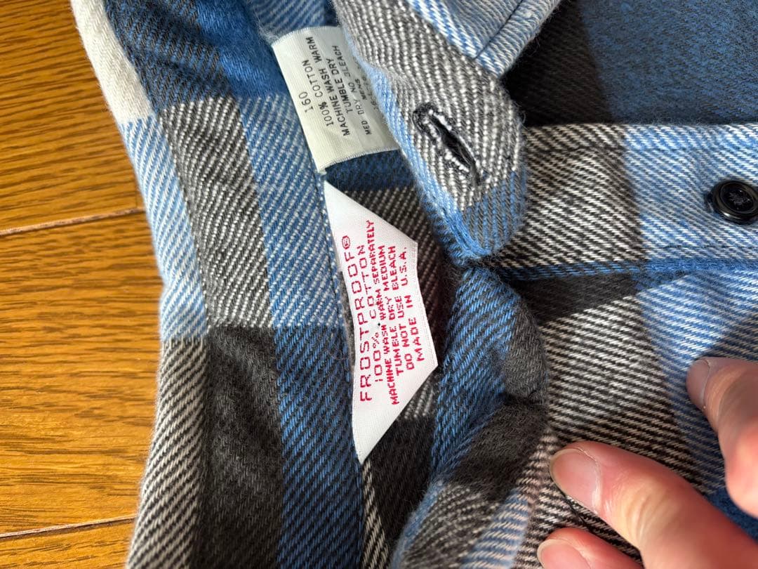 FROSTPROOF 青黒白　チェック　ネルシャツ Lサイズ　80s