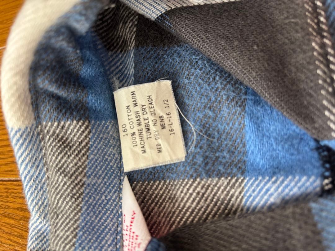 FROSTPROOF 青黒白　チェック　ネルシャツ Lサイズ　80s