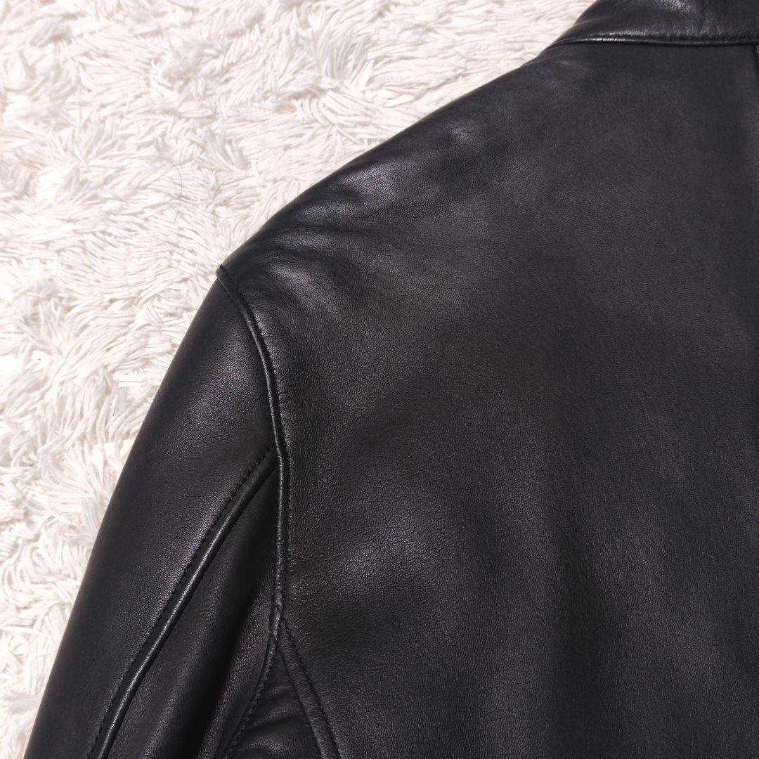 美品✨メンズビギ 羊革 シングルライダース レザージャケット シープスキン 黒