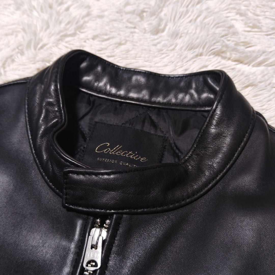 美品✨メンズビギ 羊革 シングルライダース レザージャケット シープスキン 黒