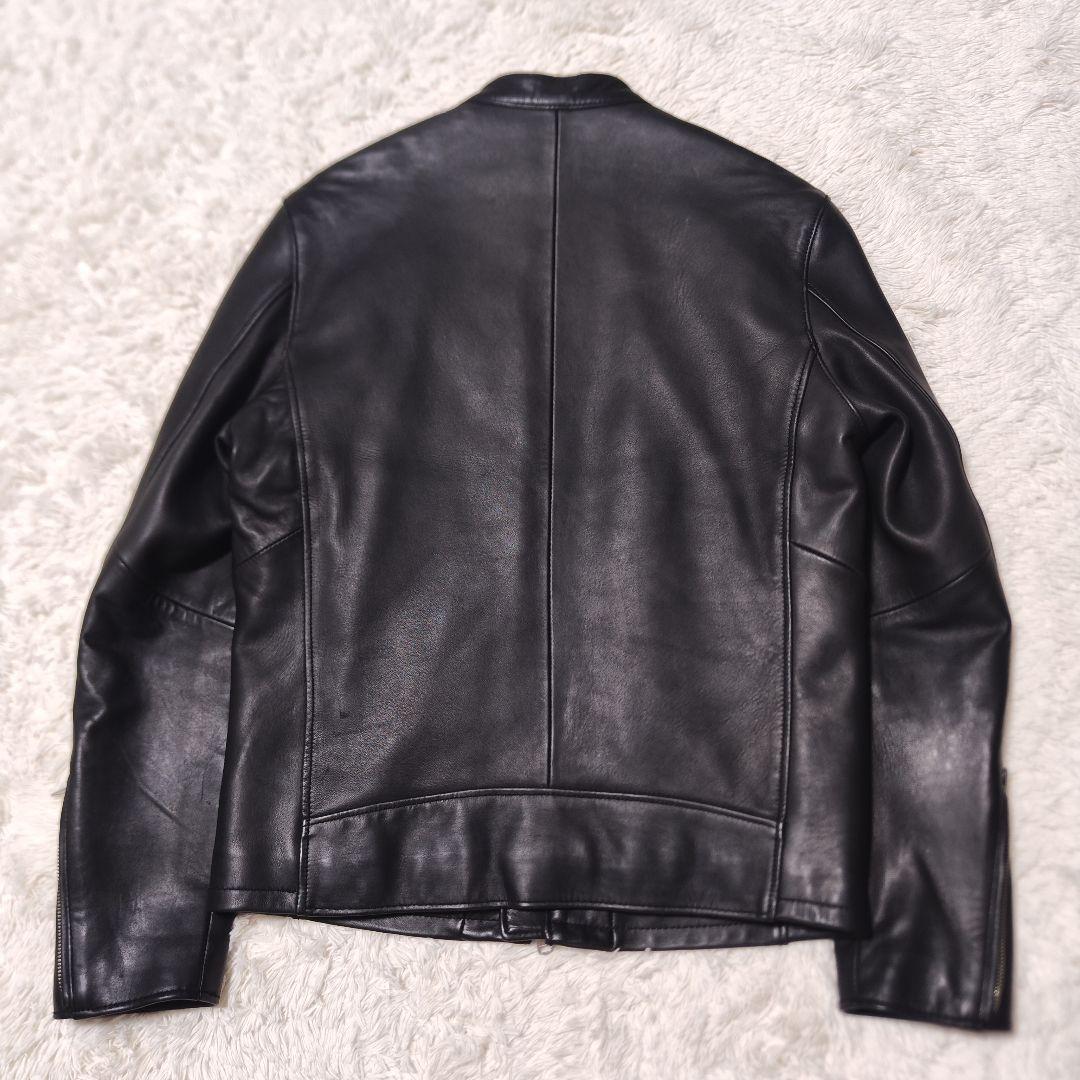 美品✨メンズビギ 羊革 シングルライダース レザージャケット シープスキン 黒